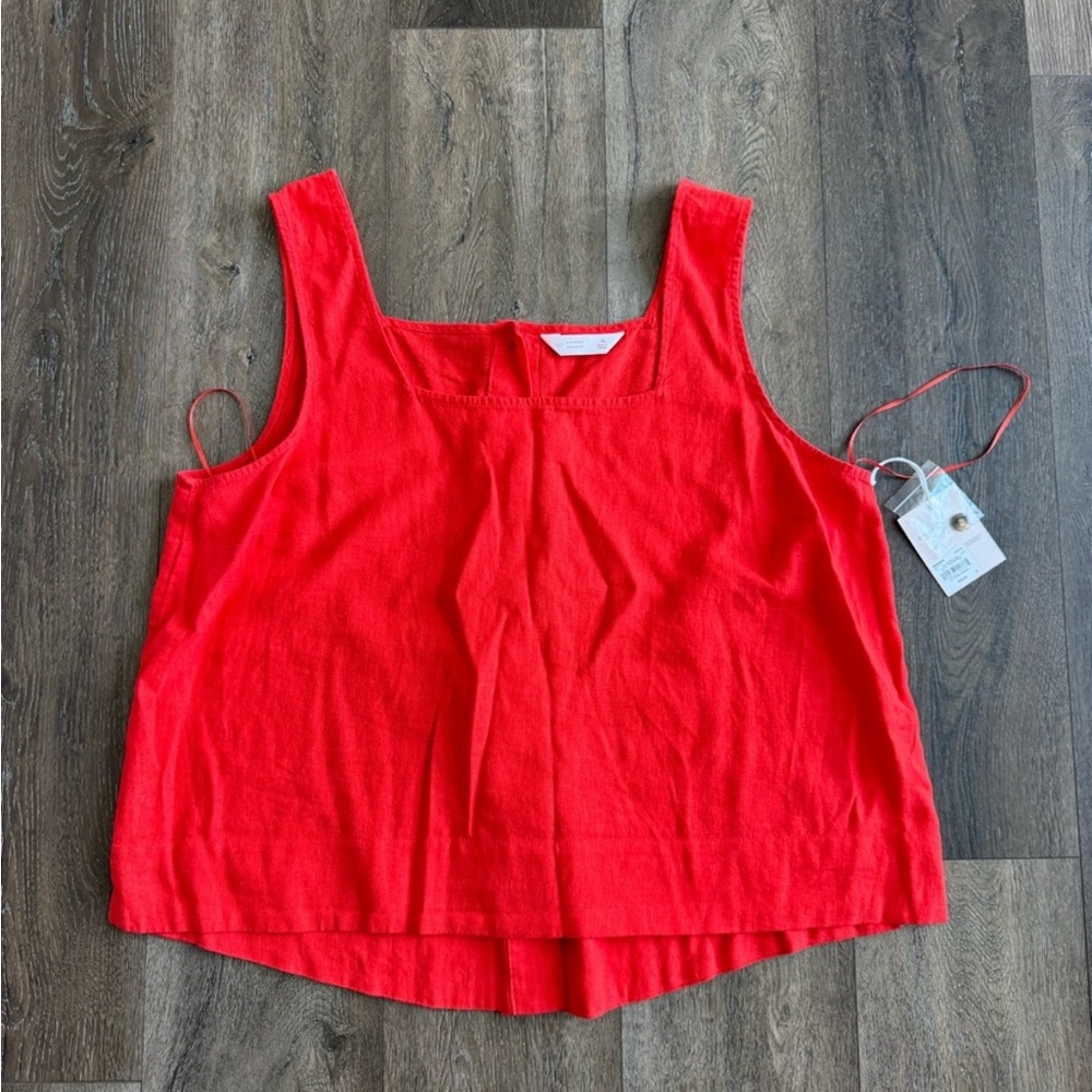 LC Lauren Conrad Red Sleeveless Square-Neck Tank Top